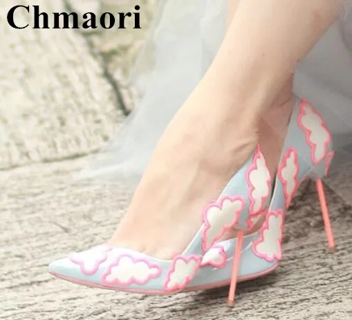

Sweety Cloud Princess Wedding Shoes Woman 2018 Female Slip-on High Heels Spring/Summer Poinedt Toe Woman Pumps Shallow Shoes