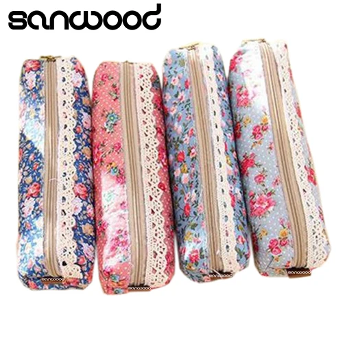 2016 мини цветок цветочные кружева карандаш пенал для ручек чехол косметического