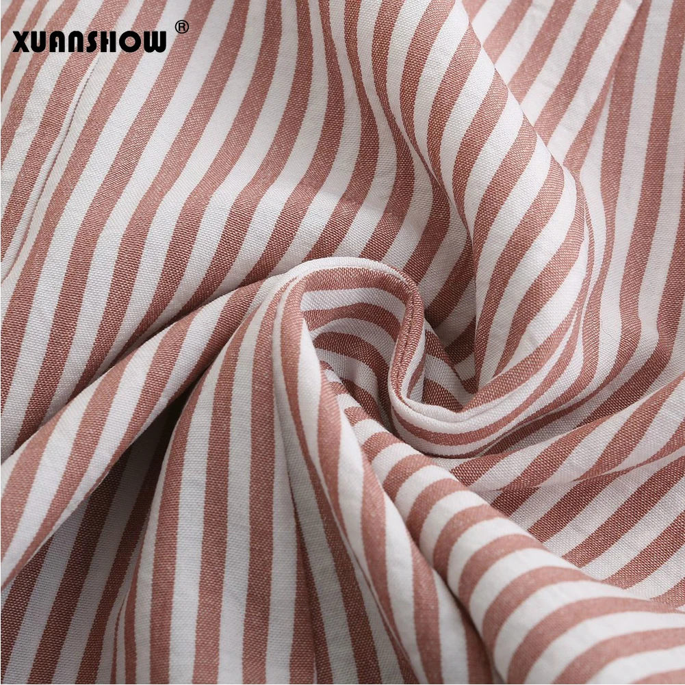 XUANSHOW Спагетти ремень летнее платье 2019 модные красные вертикальные полоски
