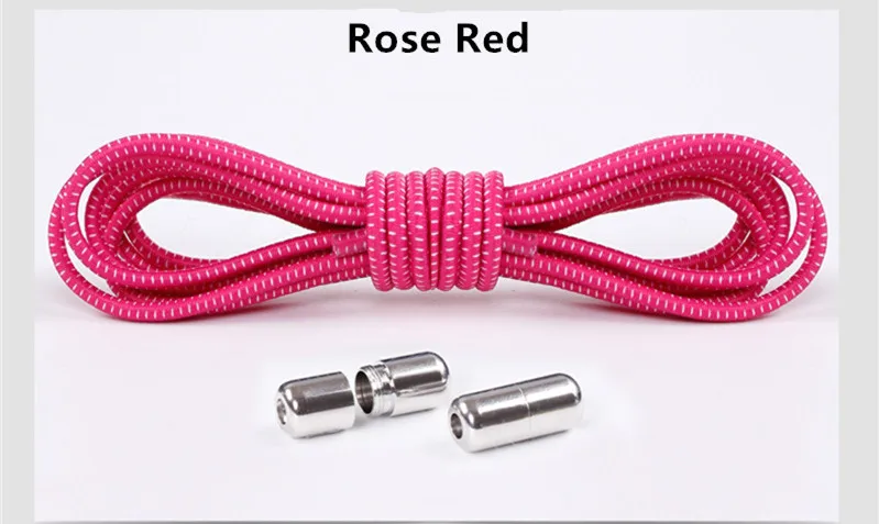Rose Red 100 см цветные эластичные шнурки для обуви, удобная пряжка, цветные эластичные силиконовые шнурки без завязок, шнурки для обуви, шнурки для кроссовок - Цвет: Rose Red