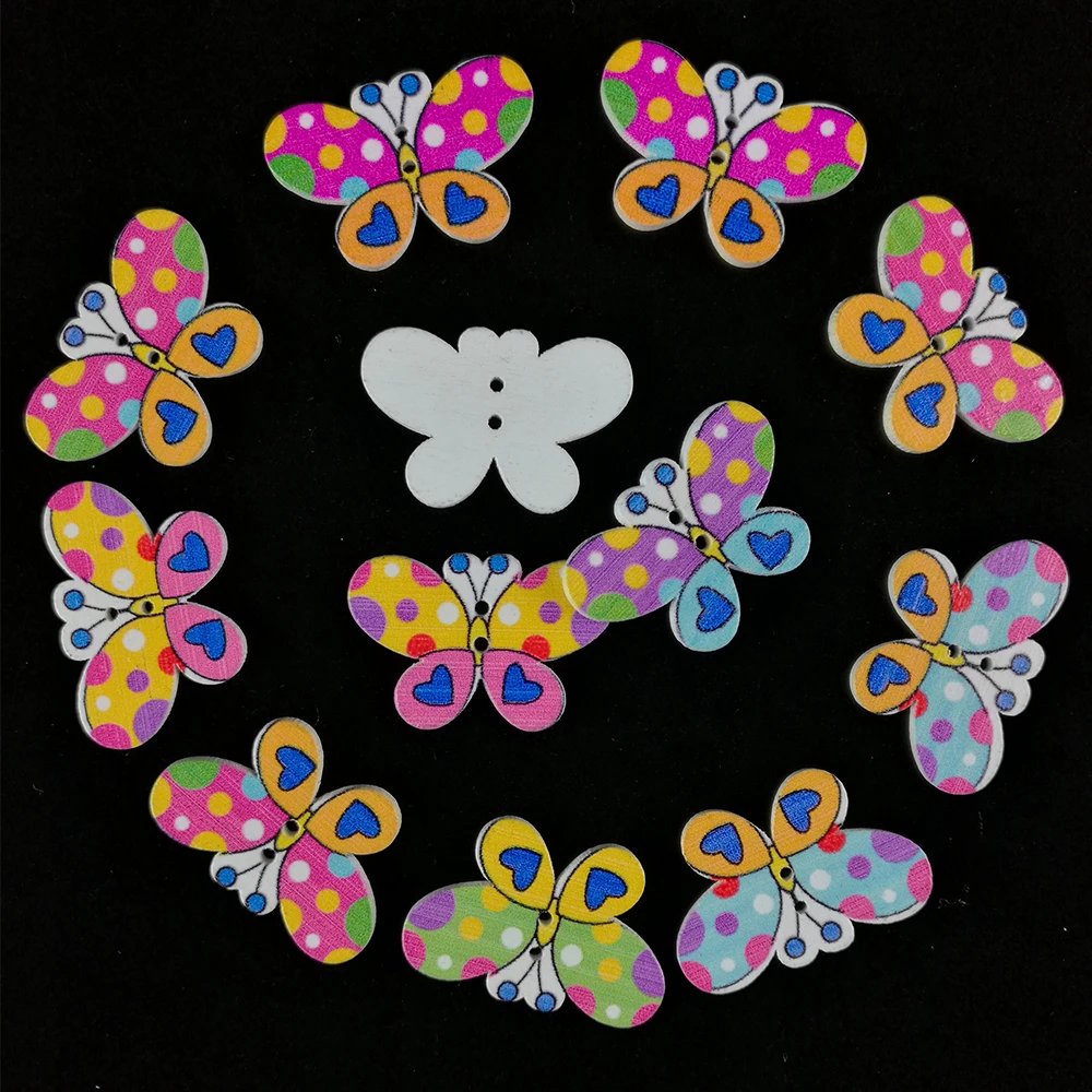 50 шт. декоративные деревянные пуговицы с двумя отверстиями