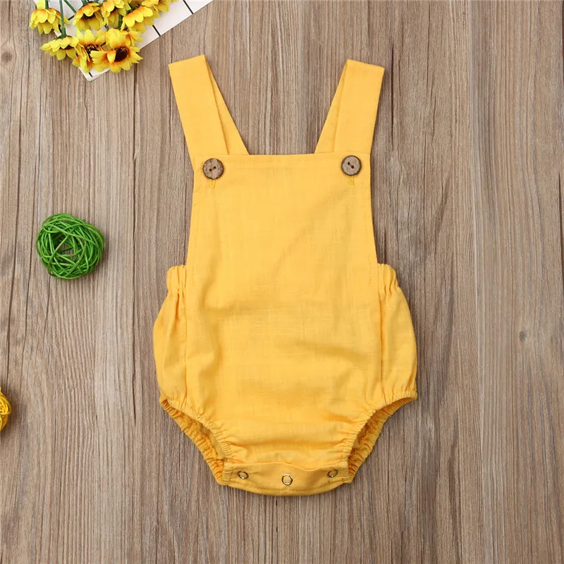 Newborn Baby Boy Girl Romper Sunsuit 7Colors Button Blue Striped Solid Jumpsuit Summer Outfit Clothes | Мать и ребенок