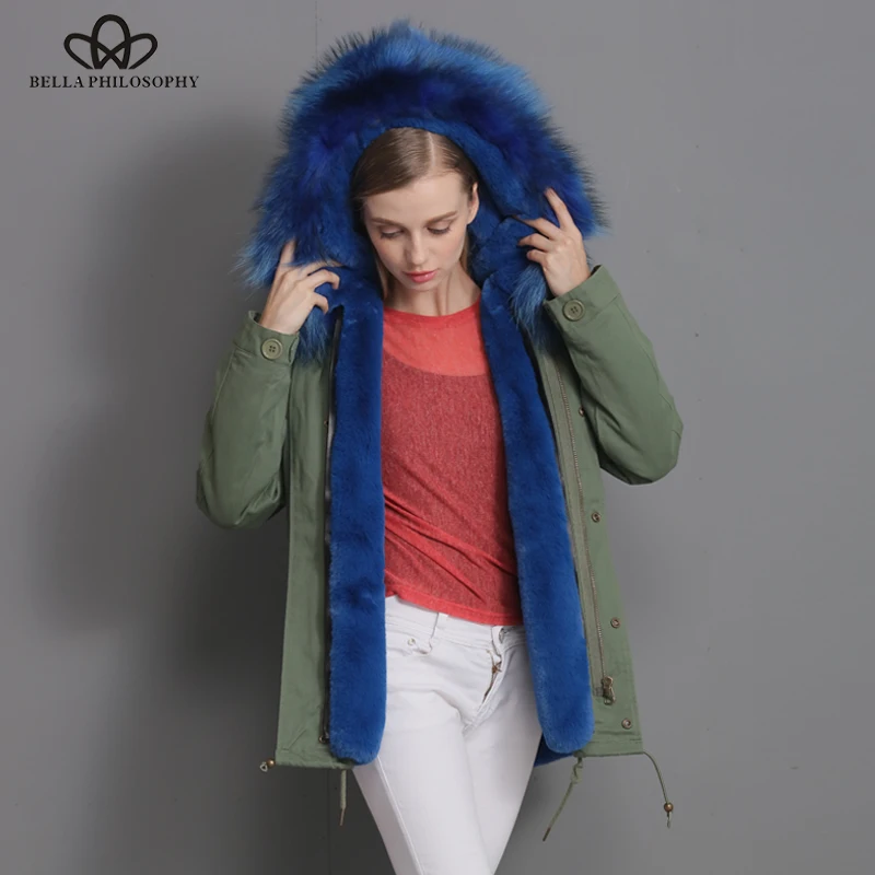 Bella Пособия по философии парка с мехом армейский плотной вельветовой ткани