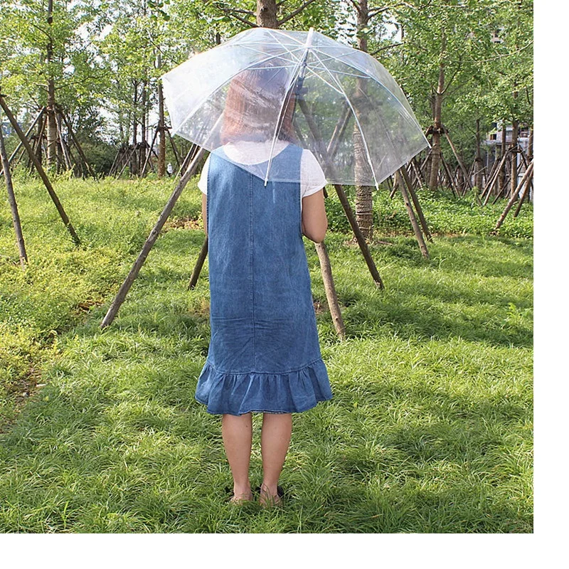 50 шт./лот зонтик с длинной ручкой прозрачный для взрослых детей детский