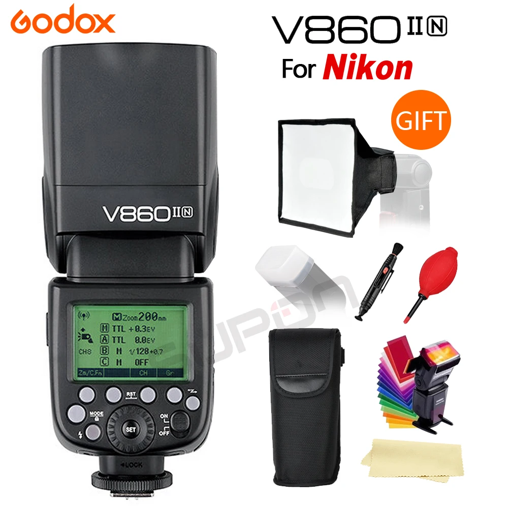 Godox the Flash V860II V860II-N GN60 i-TTL HSS 1/8000s Speedlite Flash Li-ion Battery for Nikon DSLR Cameras Free Shopping