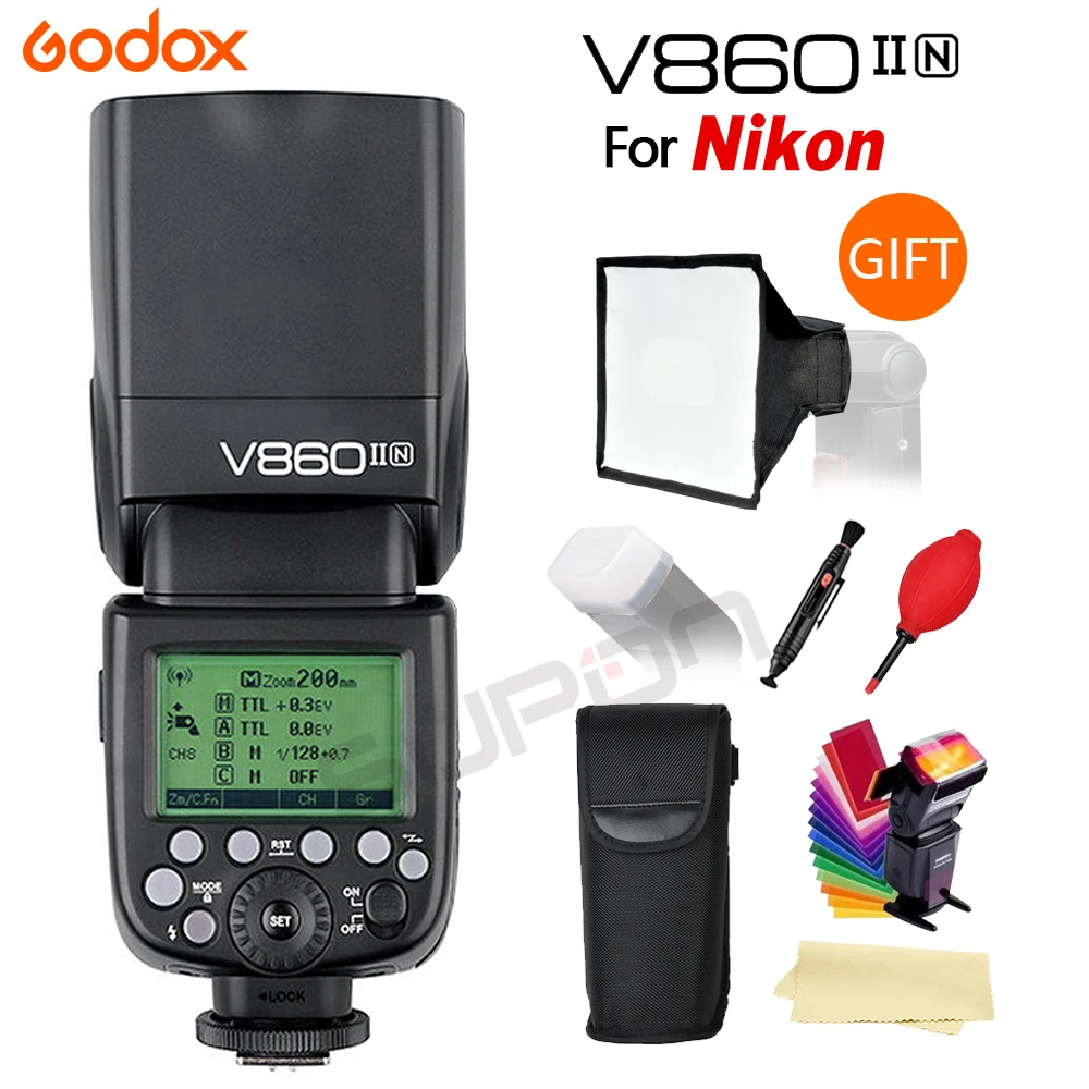 Godox Вспышка V860II N GN60 i TTL HSS 1/8000s вспышка Lite литий ионный аккумулятор для Nikon DSLR камер