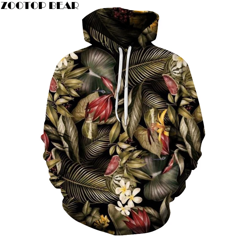 

Floral Leaves Printing Hoodies 3D Streetwear Hoody Mens Hoody Sweatshirt Autumn Winter 2018 Clothing Drop Ship ZOOTOP BEAR