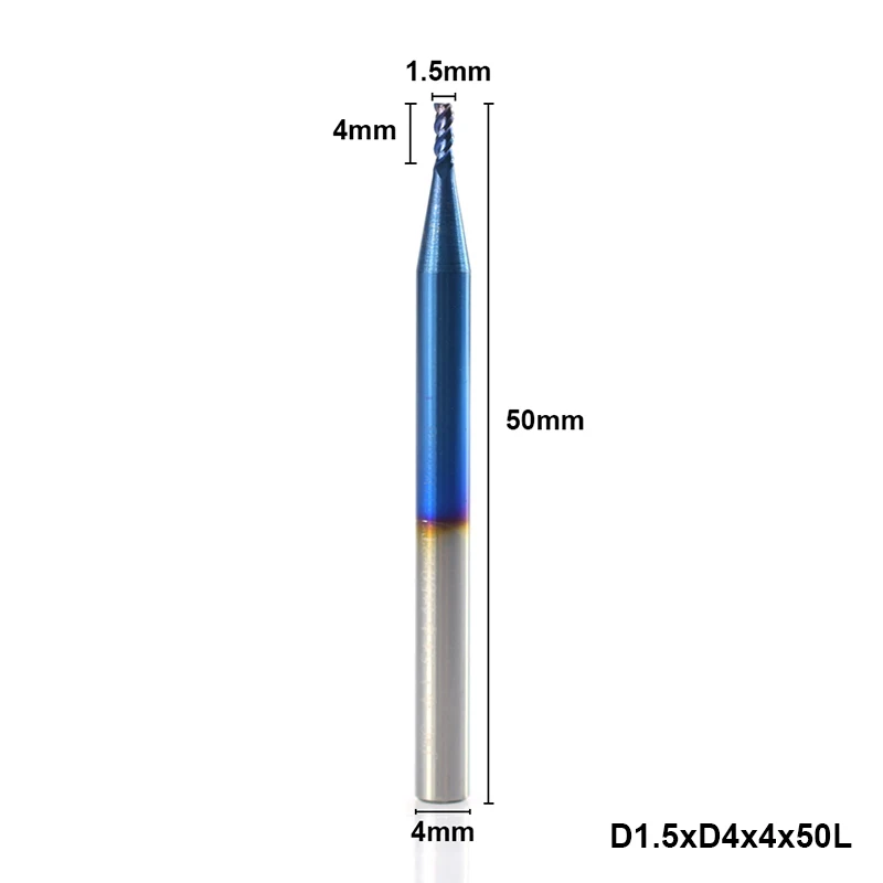 1pc D1.5xD4x4x50L XCAN 1 шт. 1-12 мм с синим покрытием 3 флейты карбида концевые фрезы алюминиевый режущий фрезы Спиральные Фрезы с ЧПУ Концевая фреза - Длина режущей кромки: 1pc D1.5xD4x4x50L