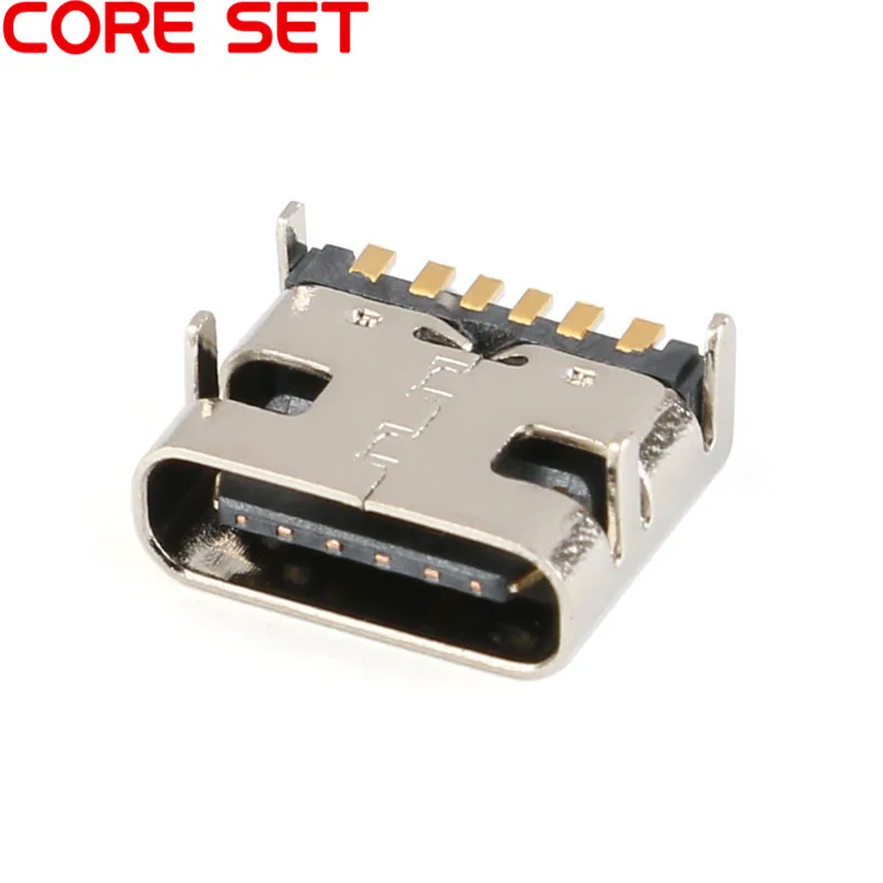 10 шт./лот 6 контактный разъем SMT Micro USB Type C 3 1 гнездовой SMD DIP для печатной платы