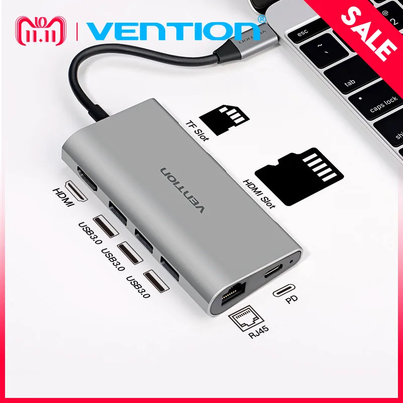 Vention USB C концентратор тип к HDMI 3 0 thunderbolt RJ45 SD/TF адаптер для MacBook samsung S8/S9 huawei P20 Pro usb c