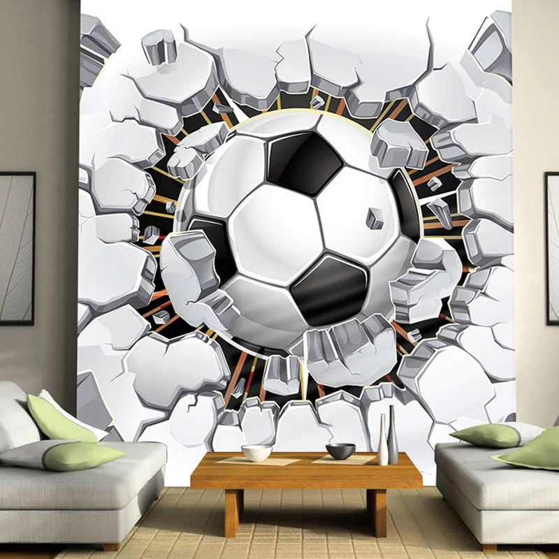 

Custom Any Size Wall Cloth 3D Football Broken Photo Wallpapers For Kids Room Boys Children Bedroom Backdrop Home Decor Mural 3d