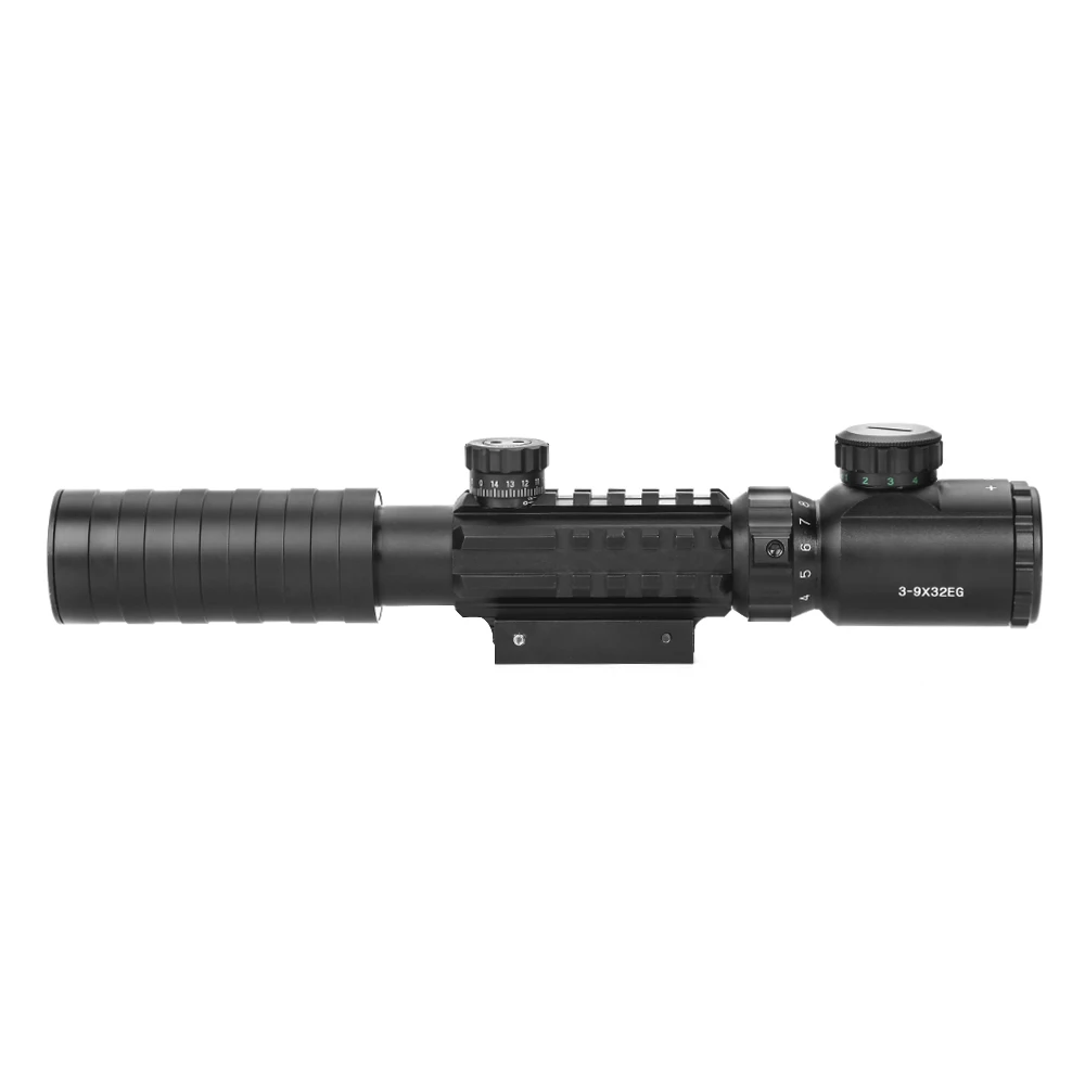 Hunting Rifle Scope 3-9x32EG Red Green Dot Illuminated Tactical Riflescope Fit 11/20mm Picatinny Rail Mount For Airsoft Gun | Спорт и