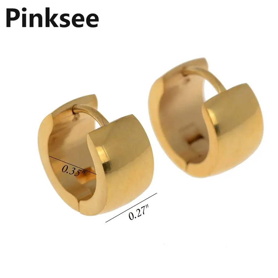 Мужские и женские серьги-кольца Huggie из нержавеющей стали 316L золотистого цвета