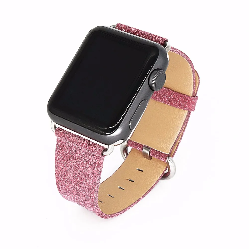 FOLOME Apple Watch, кожаный ремешок iWatch, экстремальный роскошный блестящий кожаный браслет, ремешок для iWatch 38/40/42/44 мм