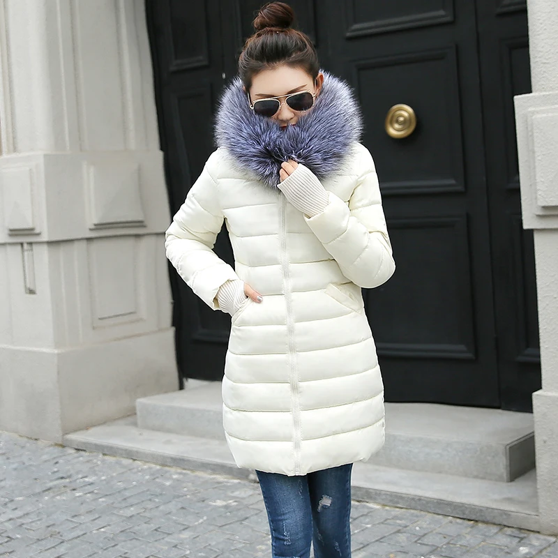 Winter Female Long Jacket New 2019 fashion Coat Women Fake Fur Collar Parkas Warm Down | Женская одежда