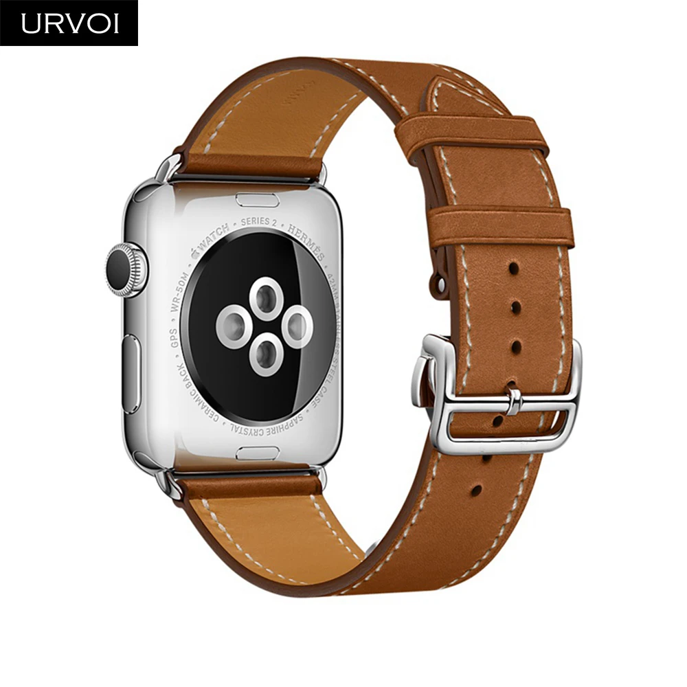 Ремешок с пряжкой URVOI для apple watch series 5 4 3 21, ремешок для iwatch 40 мм 44 мм, ремешок из Свифт кожи