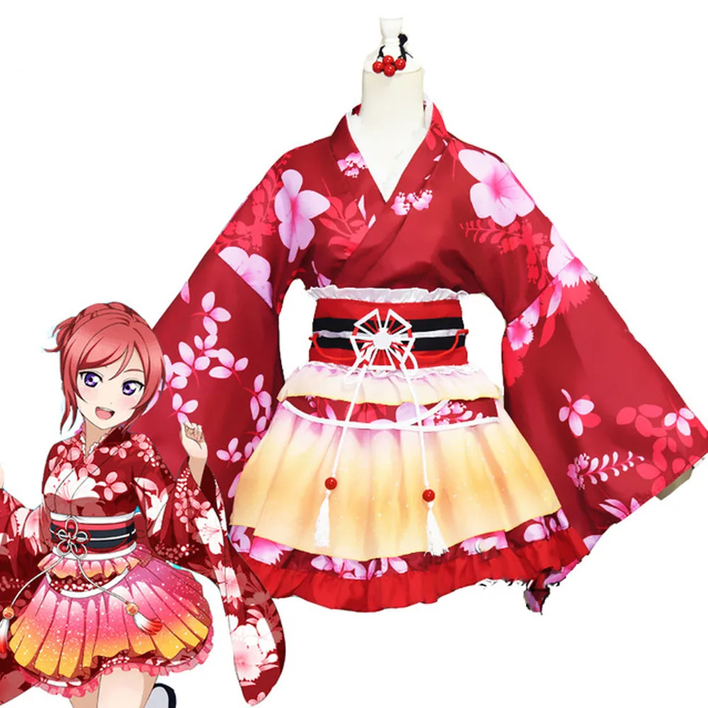 Аниме Love Live костюмы для косплея кимоно Kousaka Honoka Sonoda Umi Nishikino Maki костюм на Хэллоуин