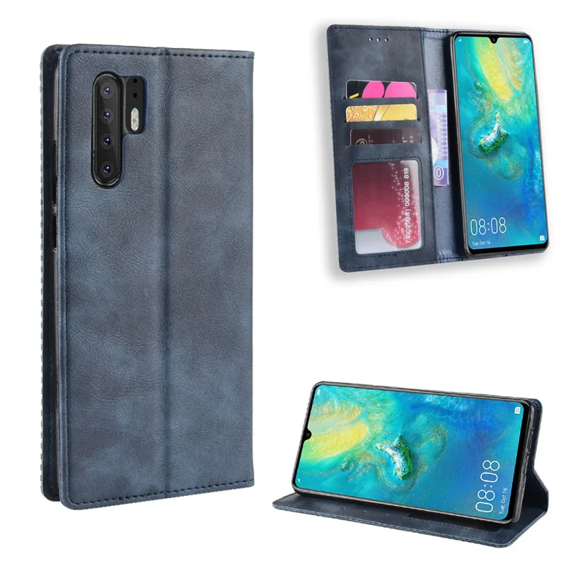 Тонкий кожаный флип-чехол в стиле ретро для Huawei P30 Pro чехол-кошелек с подставкой