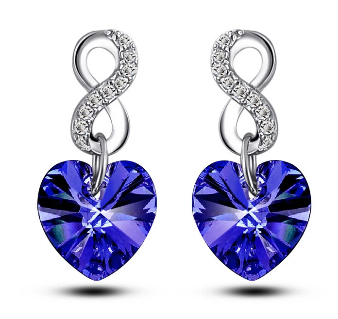 Изящный австрийский кристалл Рисунок 8 Персиковое сердце Кристальные серьги