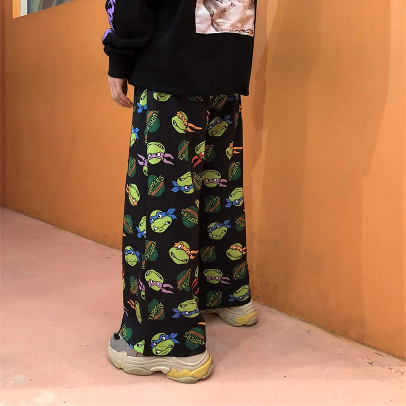 Новинка года; брюки с принтом в стиле ретро Harajuku; уличная мода; брюки для женщин и мужчин в стиле хип-хоп с эластичной резинкой на талии; широкие брюки