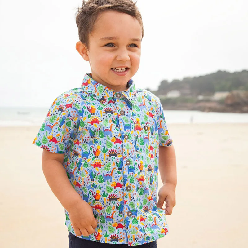 Новинка для маленьких мальчиков рубашка с принтом короткими рукавами и