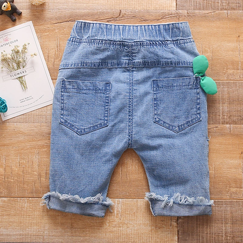 Jeans For Girls Flower Embroidery pocket Short Jeans Girls Casual Jeans Teen Denim Clothes pants For Girls