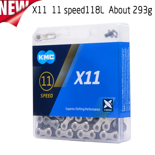 X11 11S 118L KMC X11.93 X11 Fahrradkette 116L Fahrradkette 11 Geschwindigkeit mit Original box und Magischen Knopf fur Berg/Stange Fahrrad te - Цвет: X11 11S 118L