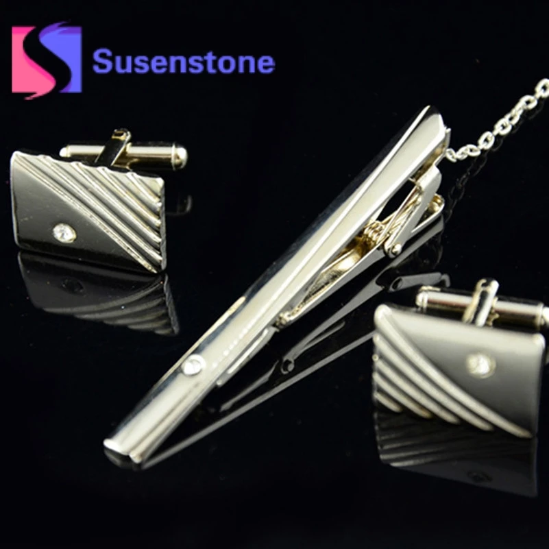 2019 Роскошные рубашка зажим для галстука Запонки Наборы Для мужчин Свадебная