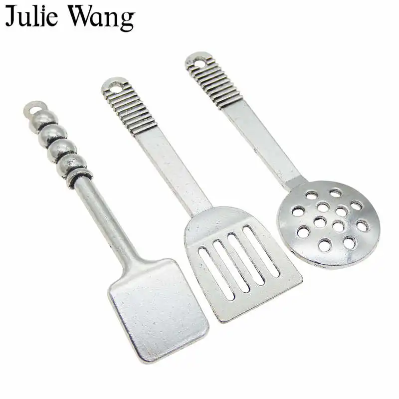 Julie Wang 3 шт. Смешанная кухонная лопатка подвески сплав античный серебряный цвет