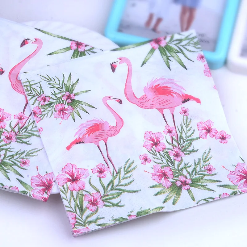 INS белые красивые цветы бумага с Фламинго салфетки кафе и вечерние украшение в