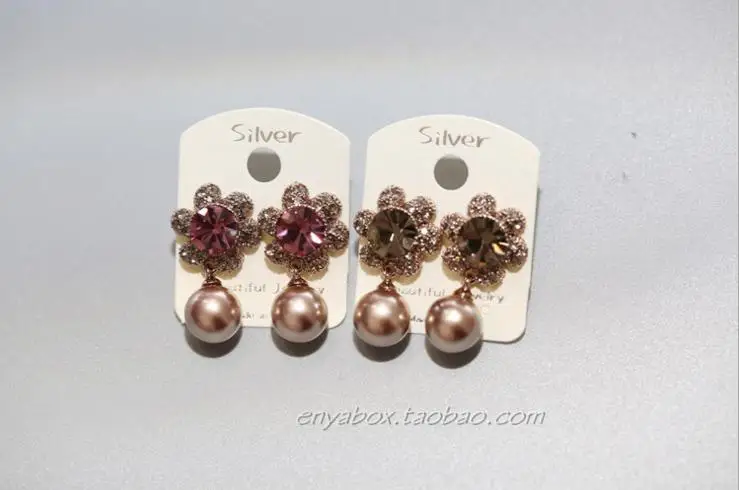 New Fashion Luxurious Superior quality Retro Temperament Rhinestone Crystal Pearls Earrings Flowers Pendientes For Women jewelry | Украшения