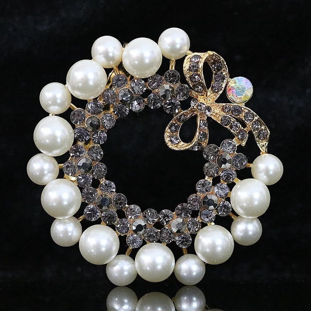 Бесплатная доставка многоцветный большой брошь Дор женщин 61 мм со стразами Белый