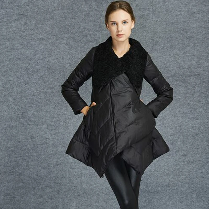 Зимняя женская куртка 2018 Новая модная белая парка на утином пуху большой