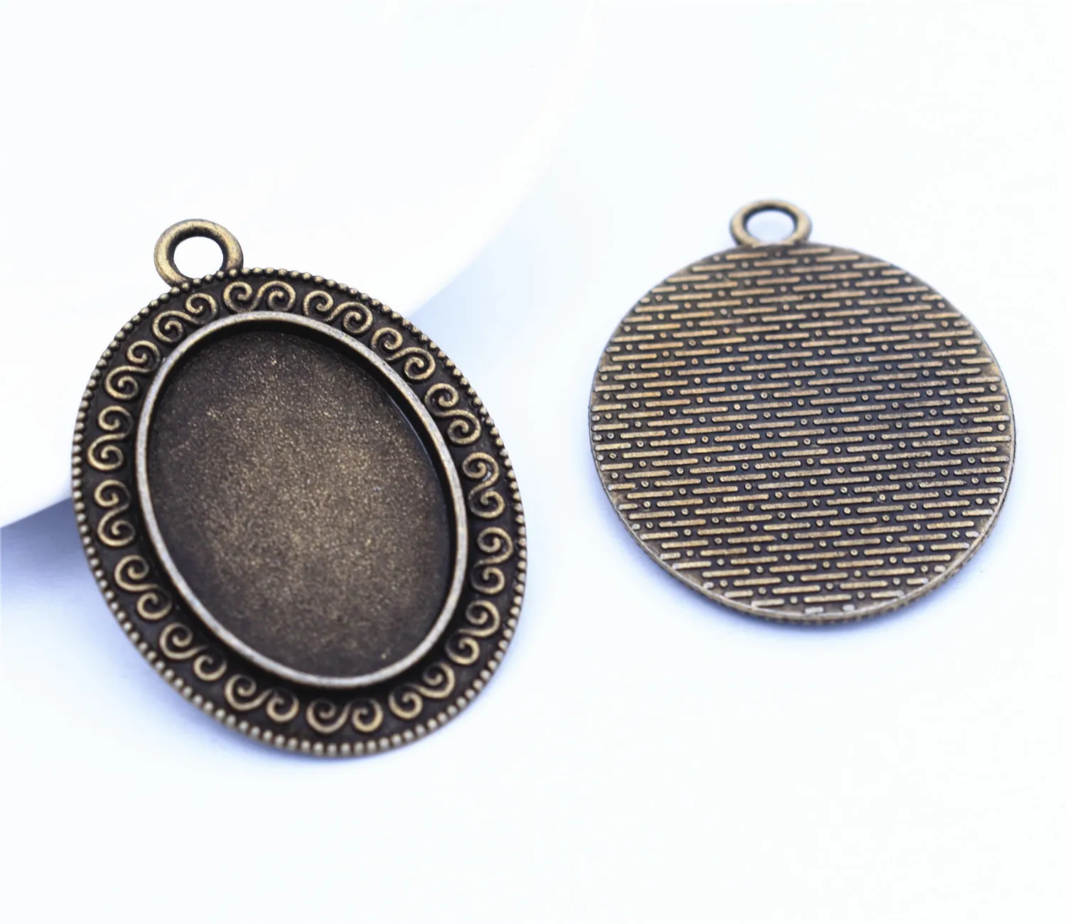 

New Fashion 4pcs 18x25mm Inner Size Antique Bronze Plated Flower Style Cabochon Base Cameo Setting Charms Pendant-A4-08