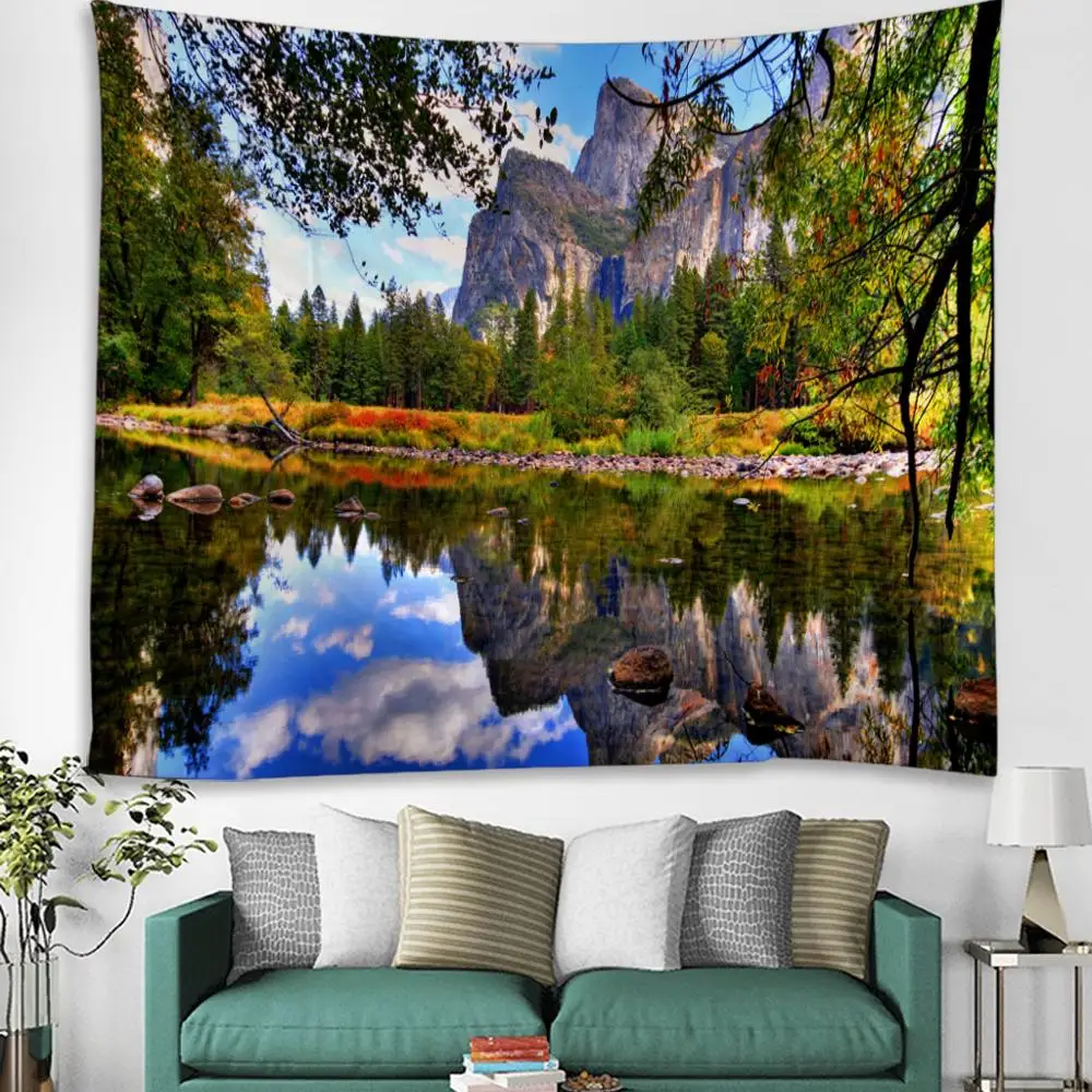 Tapestry Wall Hanging Bed Spread Beach Towel Table Cloth Yoga Mat Home Decoration Landscape Design Rectangle 150cmx130cm | Дом и сад