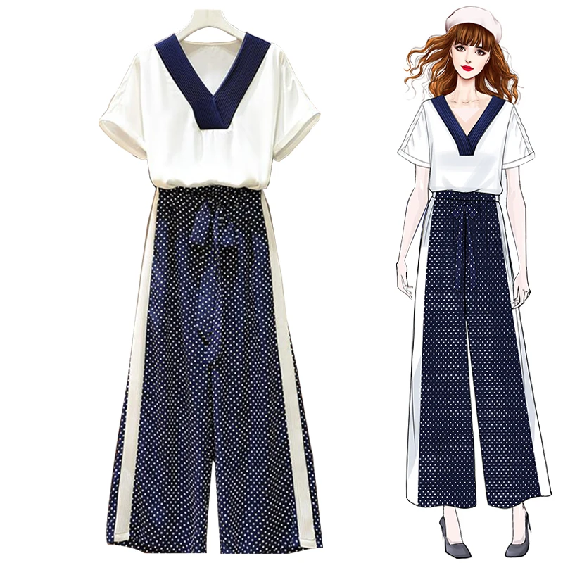 Летний женский комплект из двух предметов Trytree повседневный топ с v образным