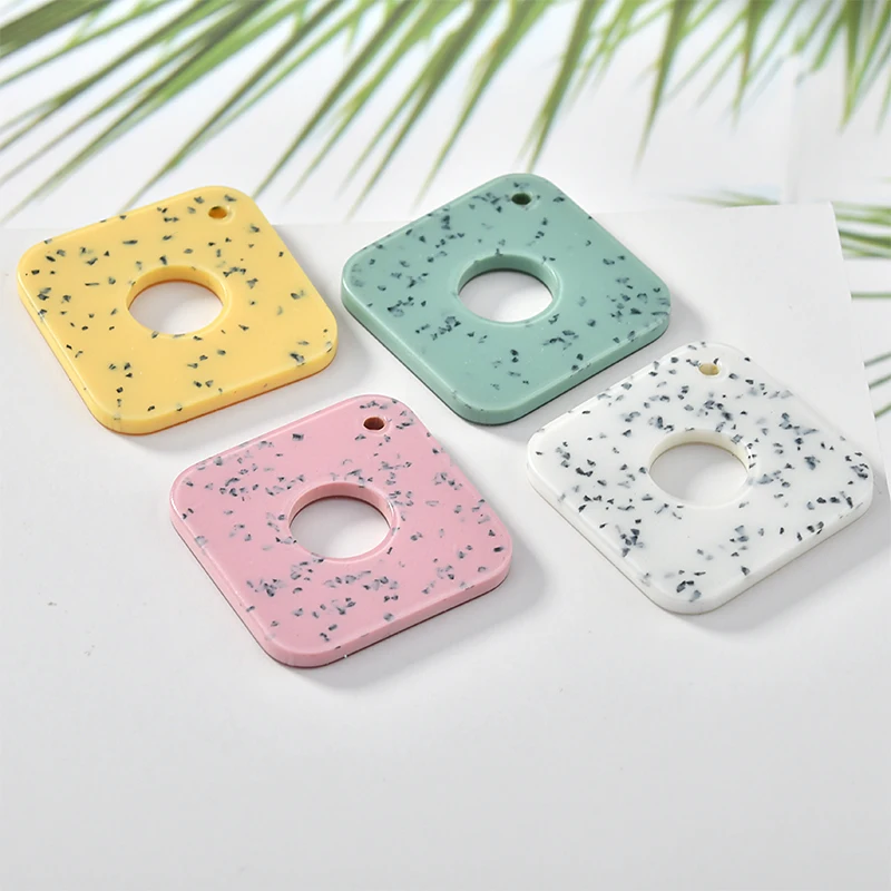 Spring style 30pcs/lot Imitation marble geometry square/round/water drop shape resin beads diy jewelry earring pendant accessory | Украшения