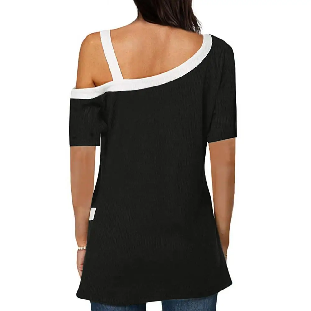 Женские повседневные топы на одно плечо с заклепками однотонные летние