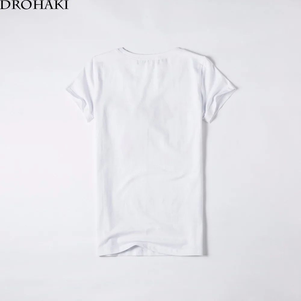 DROHAKI Graphic Tees женская одежда 2017 Повседневная футболка с принтом Футболка коротким