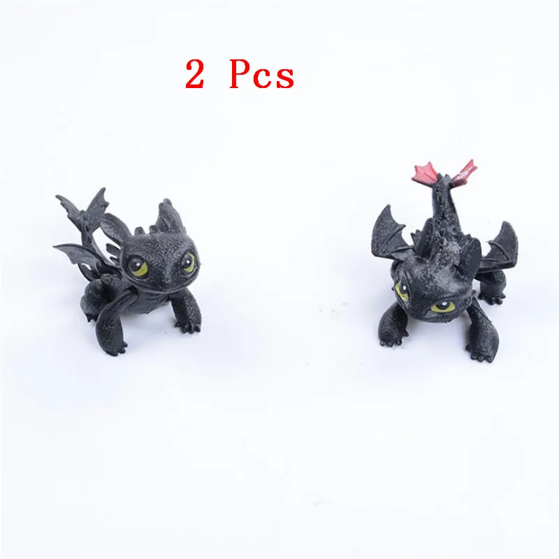 2 Pcs 7cm Как приручить дракона, светильник Fury Беззубик, фигурка белого дракона, игрушки для детей, подарки на день рождения - Цвет: 2 Pcs 7cm