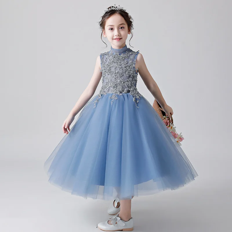 Нарядное кружевное платье с цветочным узором для девочек на день рождения