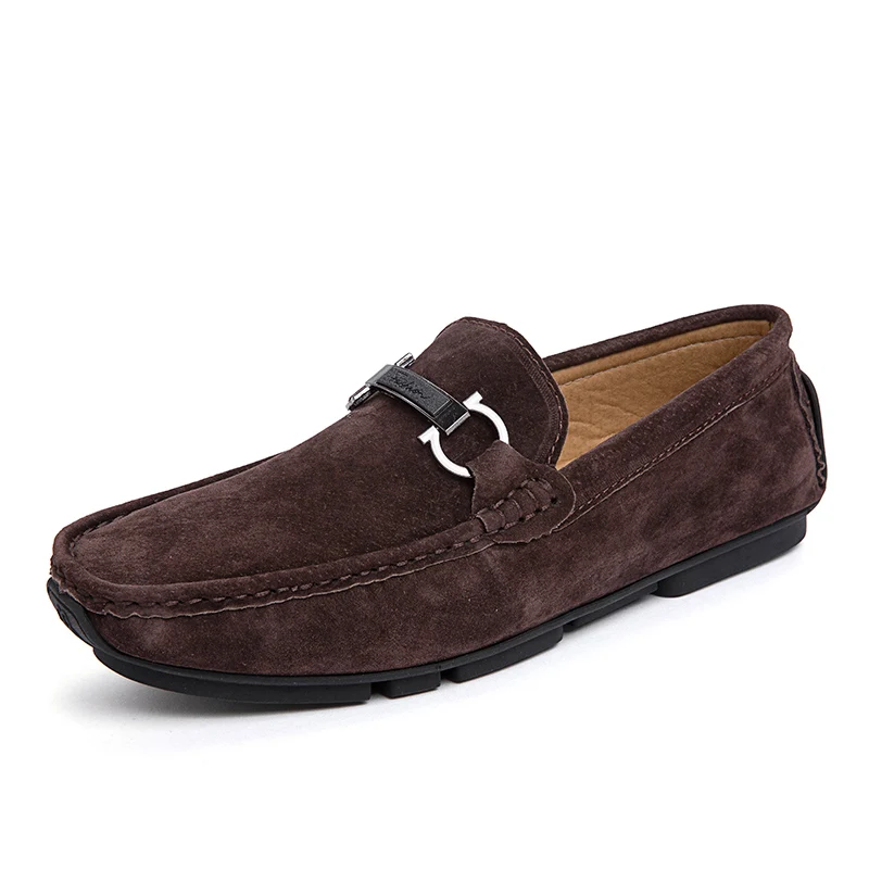 WDN-8099-Brown Мужские Лоферы замша из свиной кожи; лоферы; повседневная обувь мужские мокасины Мокасины, слипоны для Для мужчин автомобиля обувь для вождения, Мужская коричневого цвета - Цвет: WDN-8099-Brown