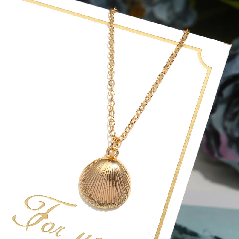 Necklace 1476 ZOSHI новые серьги в виде морской раковины для женщин золотого цвета круглые геометрические висячие серьги в виде раковины летние пляжные женские модные ювелирные изделия - Окраска металла: Necklace 1476
