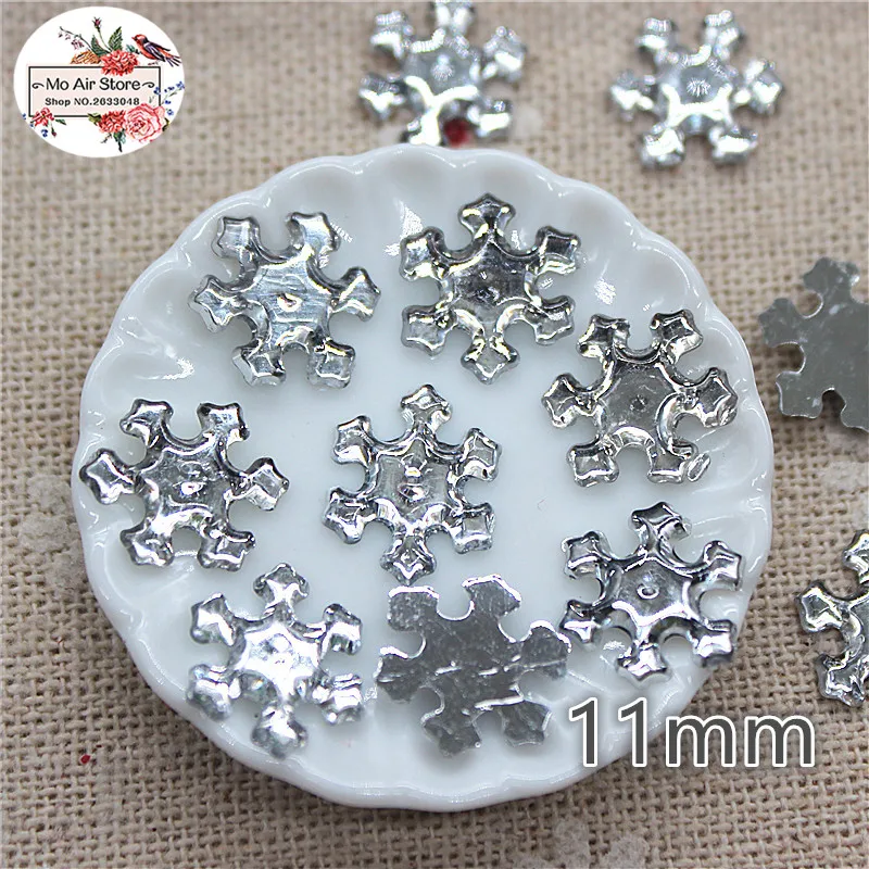 11 мм 200 шт прозрачная акриловая Снежинка плоская спина кабошон художественная