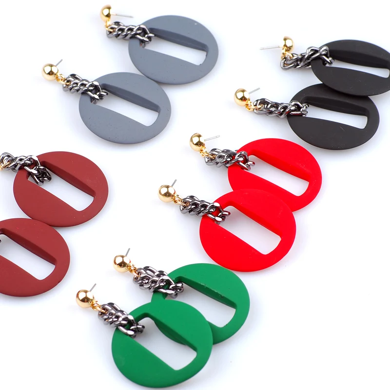 Серый Смола Серьги геометрический ювелирные изделия висит панк рок хип хоп