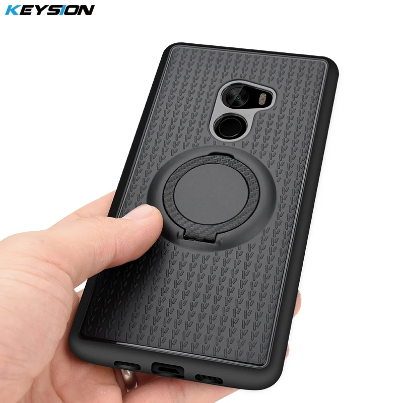 KEYSION Phone Case for Xiaomi Mi MIX 2 A2 Lite A1 Car Magnetic Suction Bracket Finger Ring Soft TPU Cover Redmi Note 6 Pro |