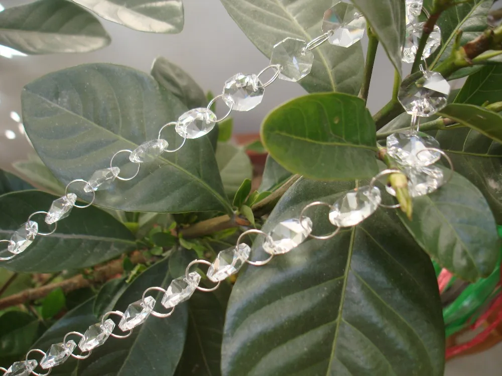 Прозрачные 10 футов 14 мм Восьмиугольные бусины цепочка из стекла Хрустальная