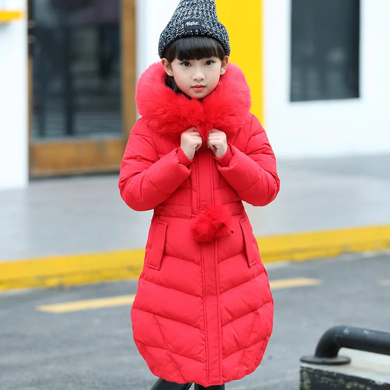 Зимняя куртка для девочек уплотненные длинные пальто большая детская одежда 2019