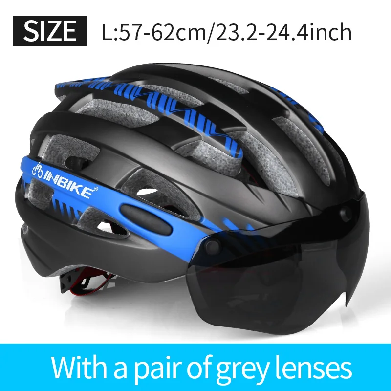 Blue L 1Lenses INBIKE шлем для велоспорта, ультралегкий шлем, цельный, дышащий, для езды на горной дороге, для велосипеда, MTB, шлем, безопасный для мужчин и женщин - Цвет: Blue L 1Lenses