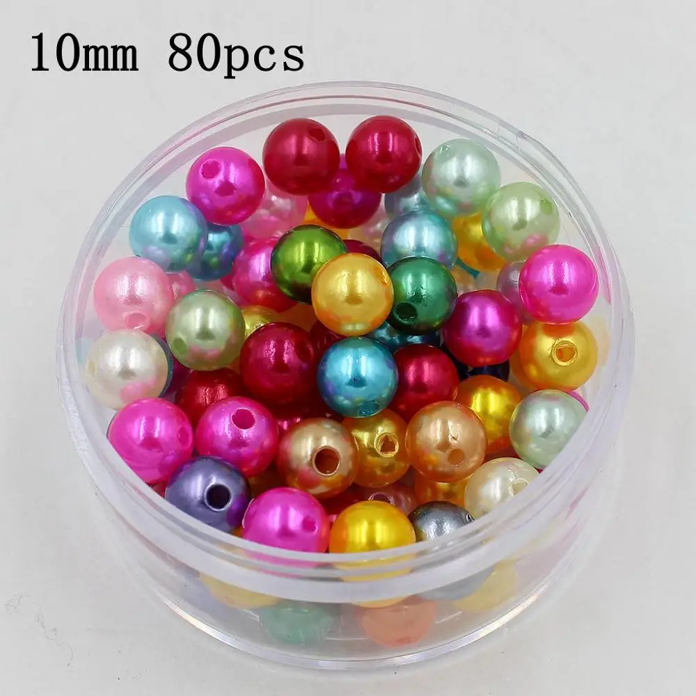 mixed 10mm 80pcs 3/4/6/8/10/12/14/16/18/20 мм дешевый круглый искусственный жемчуг бусы ручной работы DIY браслет ювелирные изделия Аксессуары для изготовления - Цвет: mixed 10mm 80pcs